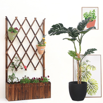 Outdoor Balcony Fence Flower-pot Courtyard Climbing frame Grid Flower Shelf Carbonated anti-corrosive wood Flowers Box Partition Flower Groove