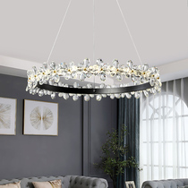 Light luxury crystal chandelier Nordic round personality black net red shop lamp simple modern bedroom study living room lamp