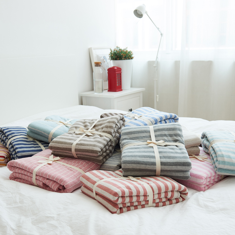 Tianzhu cotton quilt cover cotton single quilt cover 180x220cm cotton stripe knit double customizable quilt cover