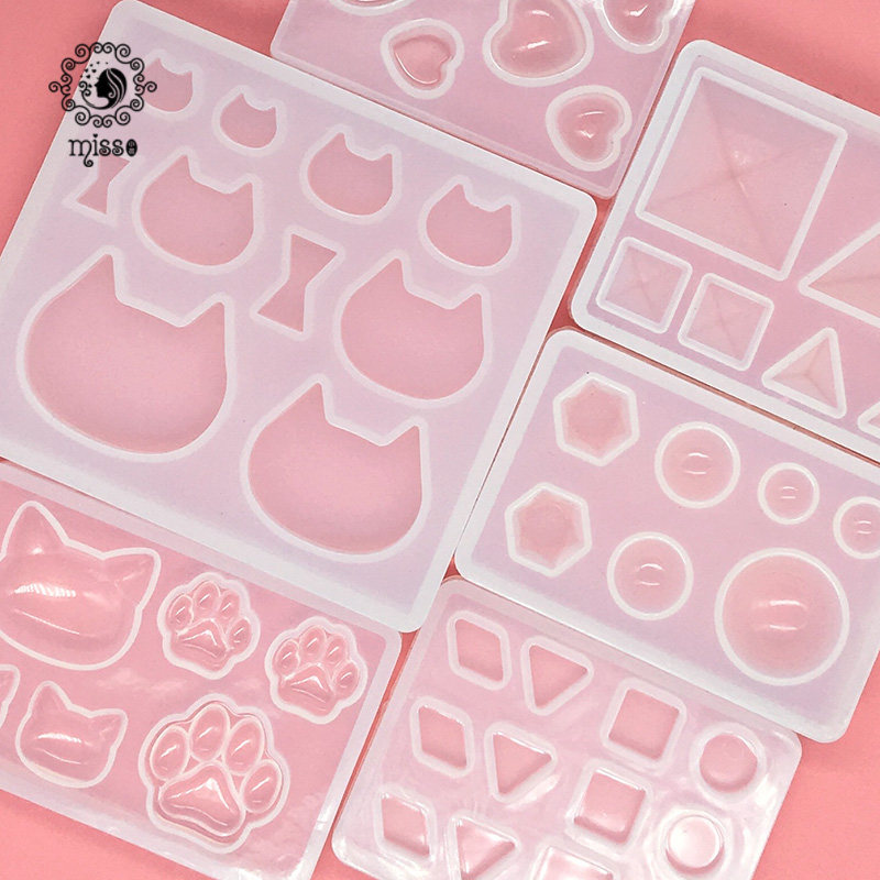 miss small brilliance digy crystal gum uv epoxy resin semi-solid kitty cat head cat paw gems silicone molds