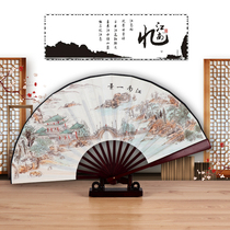 Cloth folding fan Ink ancient style 10 inch 8 inch men and women childrens costume performance photography Jiangnan landscape painting double-sided cloth fan