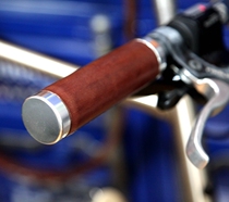 Single retro bicycle handle small cloth car BROMPTON leather handle custom 70-130mm dark brown hand-stitched