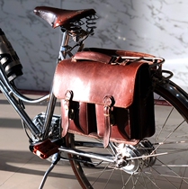 British style pure handmade vegetable tanned leather car bag backpack thick repeat ancient bicycle cloth Brompton suitable