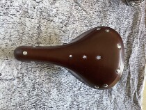 Retro bicycle first layer leather saddle BROMPTON small cloth saddle dark brown leather saddle