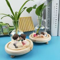 Glass vase home decoration living room flower arrangement decoration hydroponic ware hydrated green dill plant transparent floret