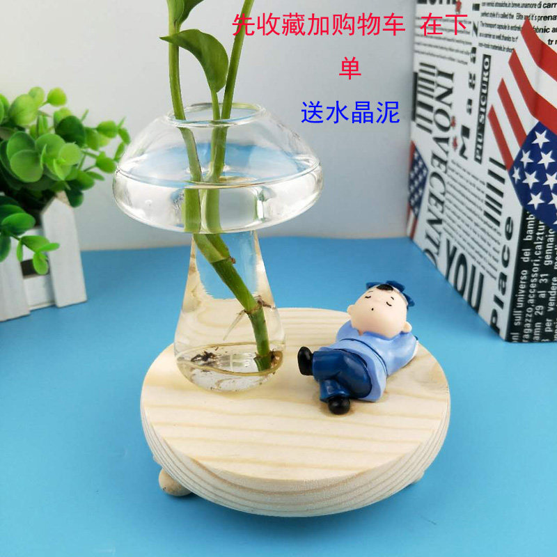 Hydroponic golden kudzu vase simple creative office glass hydroponic plants transparent small container flower pot flower arrangement ornaments