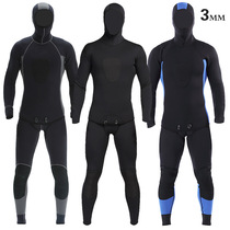 3MM mens diving suit conjoined thickening warm-proof and cold-proof winter swimming clothes with two sets of fishing surf