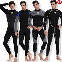 New 3mm mens neoprene one-piece long sleeve wetsuit surfing clothes thickened warm anti-winter swimming