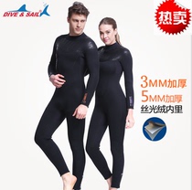 Special offer 3MM snorkeling water suit men and women neoprene 5MM thickened winter bathing suit warm one-piece long sleeve surf suit
