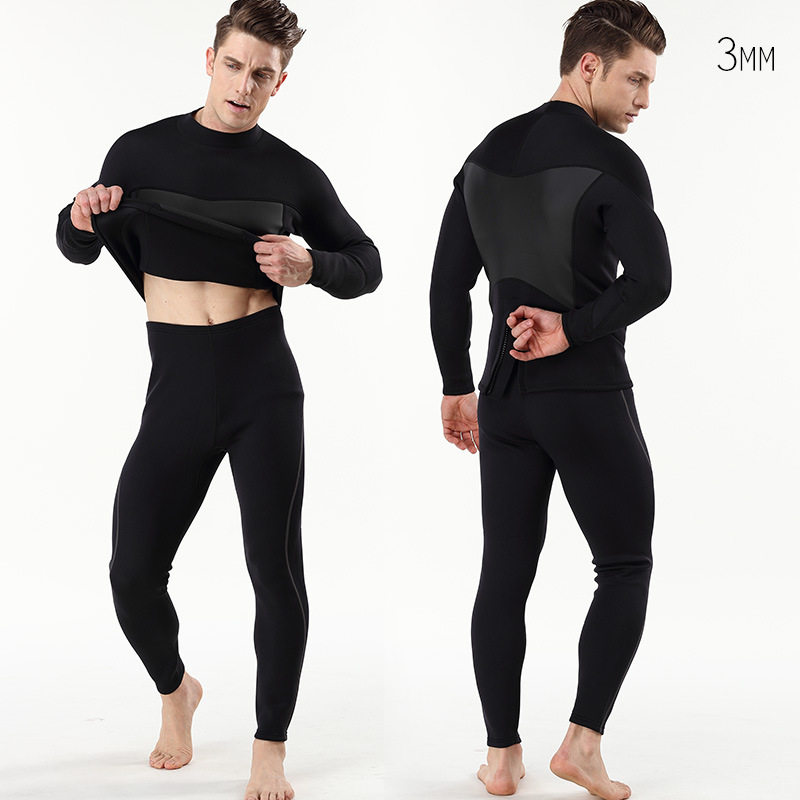 New neoprene 3MM black split long-sleeved top snorkeling diving suit surfing trousers warm winter swimsuit
