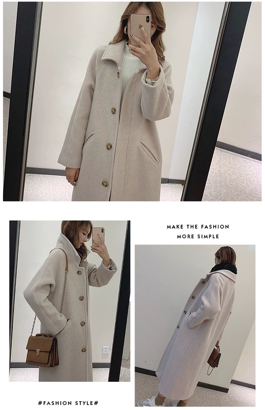 2020 quần áo mùa xuân và mùa đông mới Áo khoác len nữ dày của phụ nữ Hàn Quốc mỏng cộng với kích thước áo len dài giữa - Trung bình và dài Coat
