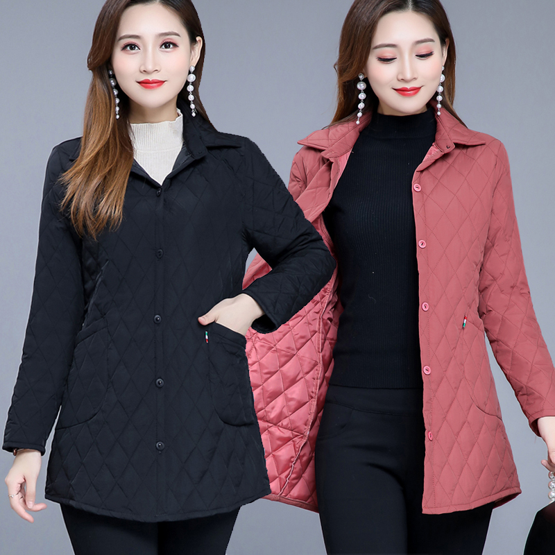 Cotton Coat for Women, Mid-Length, 2022 Spring and Autumn, Large Size, Lightweight Cotton Jacket, Middle-Aged Mother's Small Cotton-Padded Shirt Jacket Cotton Coat for Women, Mid-Length, 2022 Spring and Autumn, Large Size, Lightweight Cotton Jacket, Middle-Aged Mother's Small Cotton-Padded Shirt Jacket
