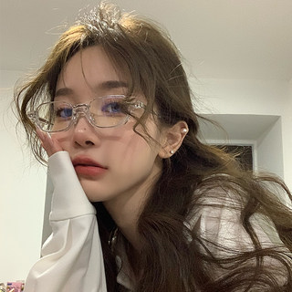 Niche Design Transparent Half-Frame Eyeglass Frames for Women, a Makeup-Free Essential, Small Frame Decorative Prescription Glasses That Can Be Customized with Prescription Lenses