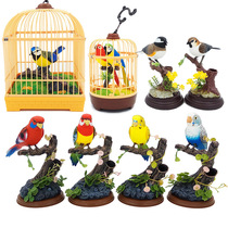 Electric simulation bird voice-controlled small bird can move with scream parrot with bird cage charging child elderly companion toy