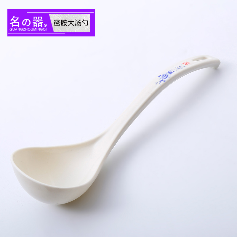 Melamine Japanese-style white plastic long handle soup spoon household size soup spoon hot pot soup spoon ramen soup spoon tableware