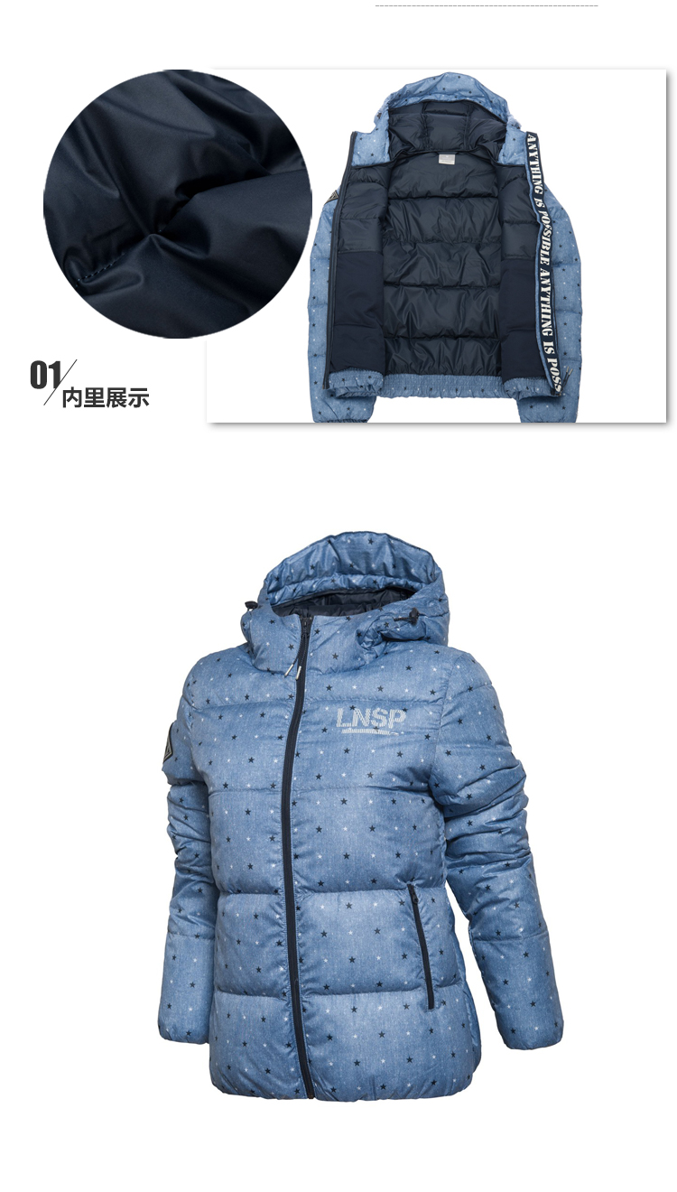 Li Ning ngắn xuống áo khoác nữ thể thao loạt gió và độ ẩm để giữ ấm 90% ngỗng xuống trang phục thể thao AYML082 áo khoác phao dài