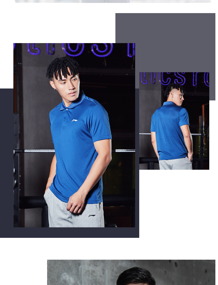 Li Ning ngắn tay áo polo nam đào tạo hàng loạt nhanh chóng làm khô bình thường mát áo khoác nam ngắn mùa hè thể thao áo polo nam đẹp