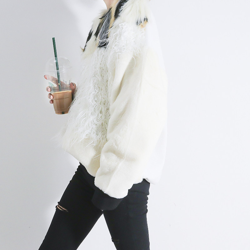 Two personalities with small crowdsourced imitation fur thickened furry long sleeves loose with sloth and velvety coat of clothing