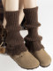 Brown socks piles of socks hollow lace women's winter warm knitted white calf covers sweet retro versatile boot covers