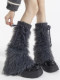 Plush leg covers subculture loose boot covers gray furry socks women's autumn and winter pile socks hot girl jk calf