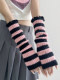 Striped knitted hand sleeves for women hottie sleeves autumn and winter warm Japanese subculture college style punk style woolen gloves