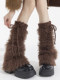Plush leg covers for women in autumn and winter subculture y2k hot girl furry socks warm and fashionable coffee color furry pile socks