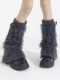 Plush leg covers subculture loose boot covers gray furry socks women's autumn and winter pile socks hot girl jk calf