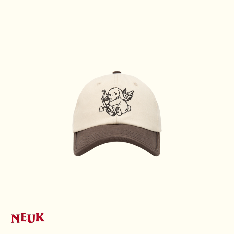 【Mu Zhicheng's Style】Neuk「Love Cupid Rabbit」Original Embroidery Color-Block Trim Baseball Cap