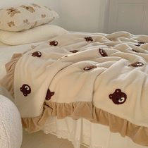 Lamb fleece blanket quilt thickened winter warm office nap blanket sofa blanket coral fleece lace blanket