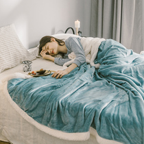 Double thickened lamb fluff blanket Double flannel blanket Sofa blanket Coral velvet blanket Multi-function duvet blanket