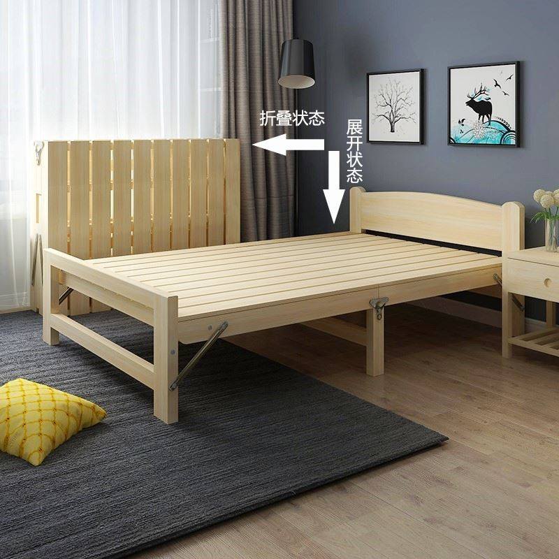 Foldable solid wood bed 1 5 m thick double bed 1 8m economical 1 2 household single bed 1m modern simple
