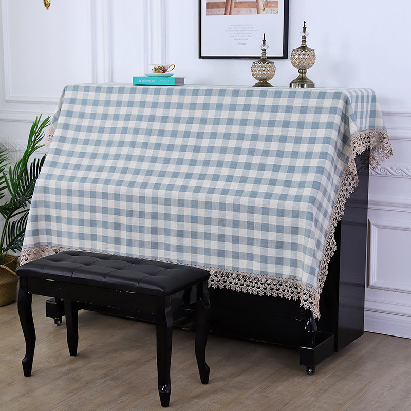 Piano cover towel simple Nordic light luxury dust-proof fresh lattice Korean electronic organ cover cloth half-covered American piano cover