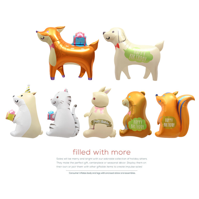 Party decoration props toy balloon photo celebrates birthday small animal shape cartoon aluminum film balloon column