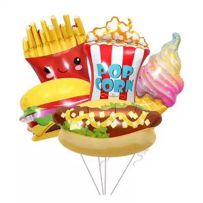 Burger Pizza Restaurant Balloon Decoration Arrangement Pizza Balloons Popcorn Balloons Hot Dog Balloons Burger Balloons
