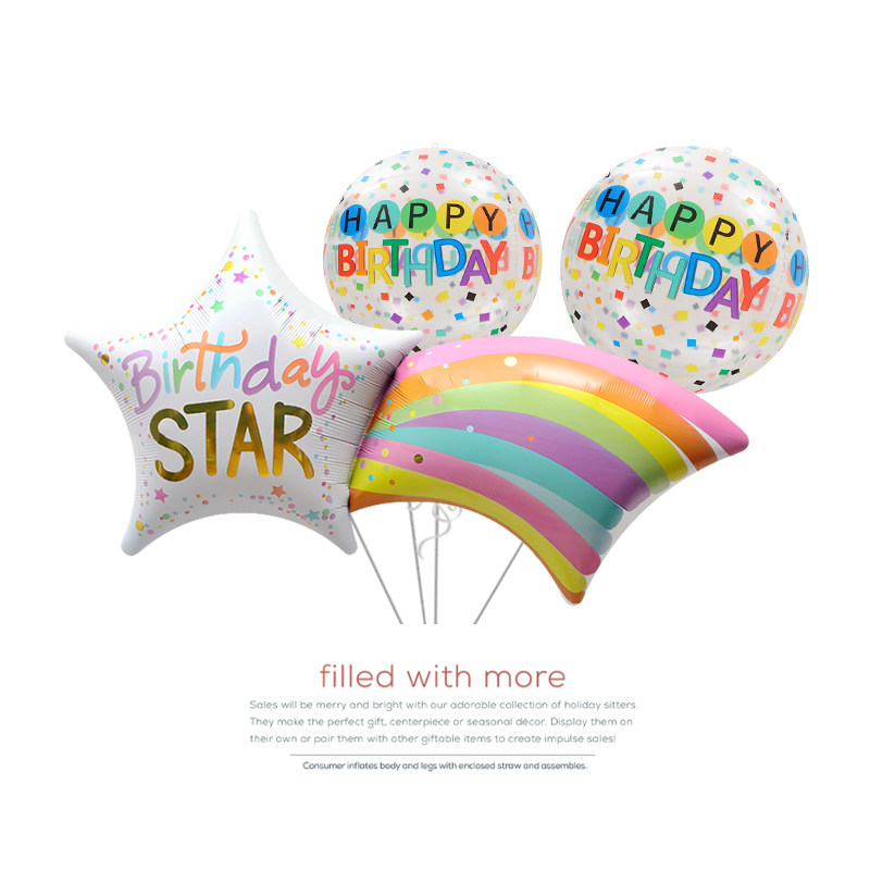 Birthday Party Decoration Projects Toys Ball Ball Small fresh Seven-Color Rainbow Modeling Cartoon Aluminum Film Balloon Column