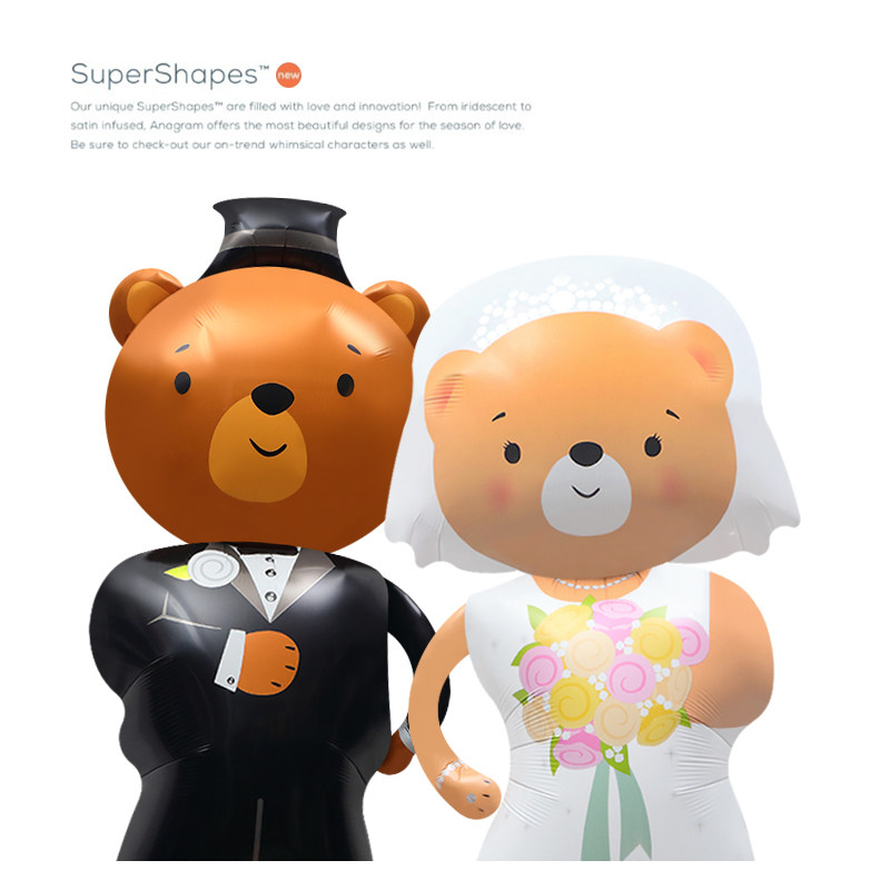 Wedding party arranged for wedding room with toys toys balloon bear groom bride cartoon aluminum film balloon