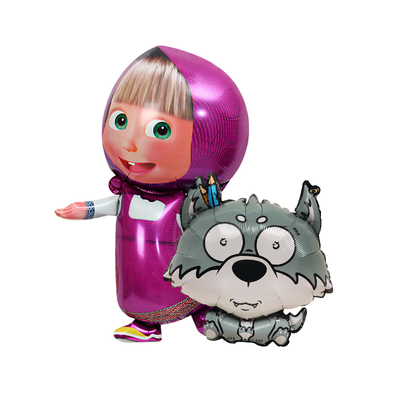 Party Trim Arrangement Props Toy Balloon Small Red Cap With Big Grey Wolf Cartoon Styling Aluminum Film Balloon Big Grey Wolf