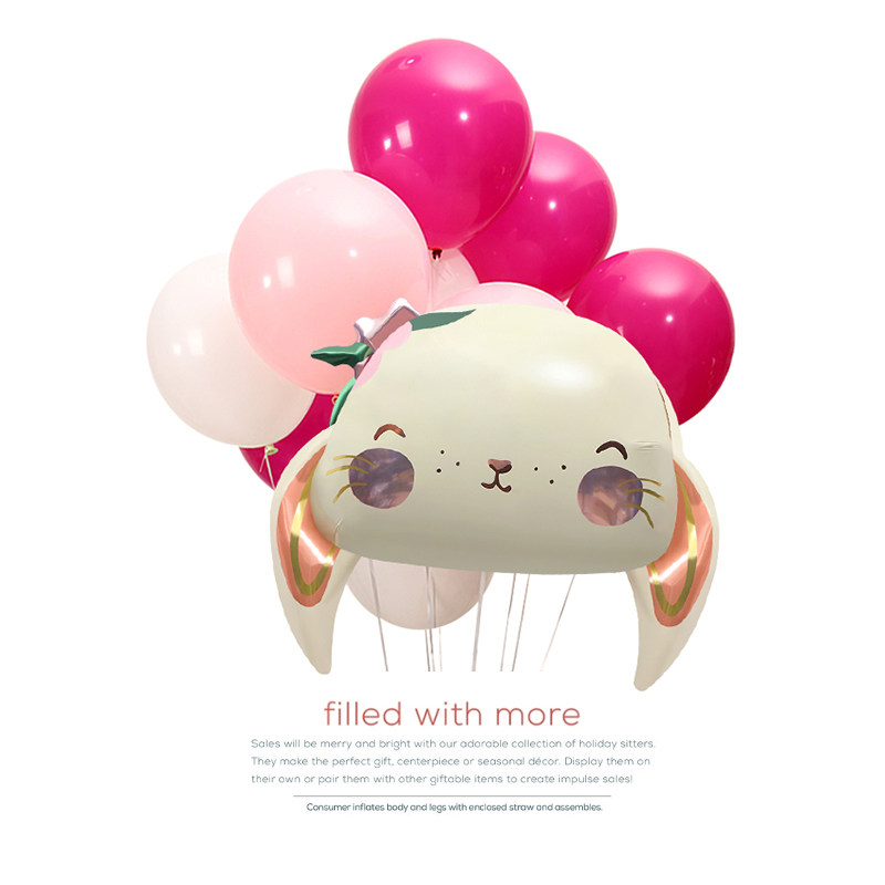 Party decoration props toy balloon small fresh cute long ear rabbit cartoon shaped aluminum film balloon