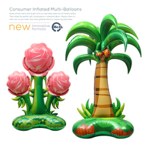 Window decoration party photo balloon super large 4D stereo rose cartoon aluminum film coconut tree balloon Valentines Day