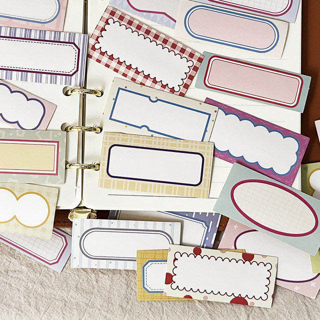 Sandra notebook sticker title label color strip