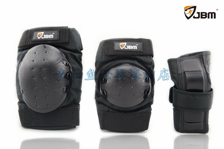 Hoa Kỳ nhập khẩu JBM cực thể thao người lớn an toàn đen miếng đệm đầu gối găng tay khuỷu tay con lăn trượt băng đồ bảo hộ bộ băng định hình đầu gối