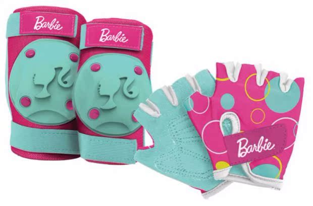 Mỹ nhập khẩu BARBIE Barbie Đồ chơi trẻ em và thanh thiếu niên Đồ lót đầu gối Miếng lót khuỷu tay Giày trượt patin Bộ dụng cụ bảo vệ vớ bọc ống đồng