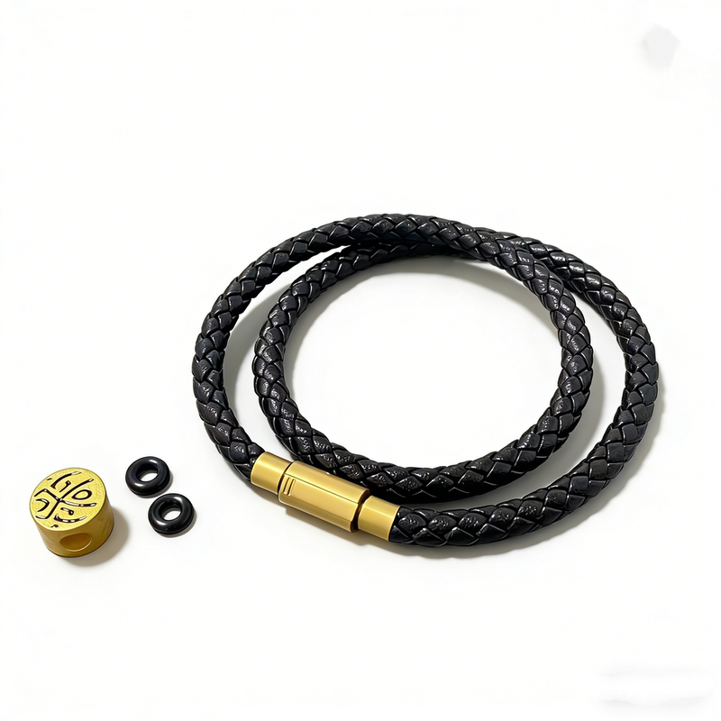 Men's Thick Double-Circle Leather Rope Bracelet, Stackable Couple Bracelets, Valentine's Day Birthday Gift for Boyfriend, Titanium Steel Leather