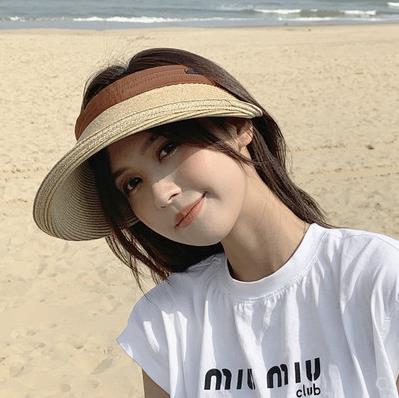 Japanese big brim empty top hat sun hat female summer UV sunscreen face anti-UV duck tongue straw hat no top sun hat