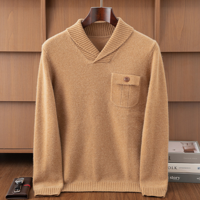 Thickened Cashmere Sweater for Men, Goat Cashmere, Green Fruit Collar, Solid Color Sweater, 2025 Autumn and Winter New High-End Knitted Base Layer Sweater Thickened Cashmere Sweater for Men, Goat Cashmere, Green Fruit Collar, Solid Color Sweater, 2025 Autumn and Winter New High-End Knitted Base Layer Sweater