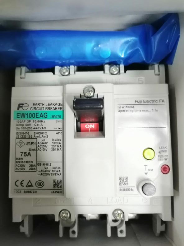 Originally installed Japan Fuji leakage circuit breaker EW100EAG 3P 50A spot warranty for one year