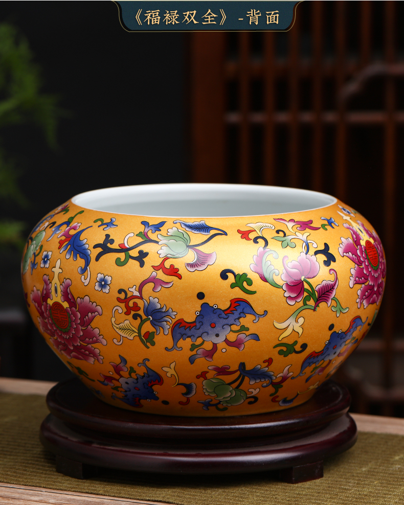 Jingdezhen ceramics colored enamel aquarium handicraft Chinese style living room home wine ark, adornment cornucopia furnishing articles