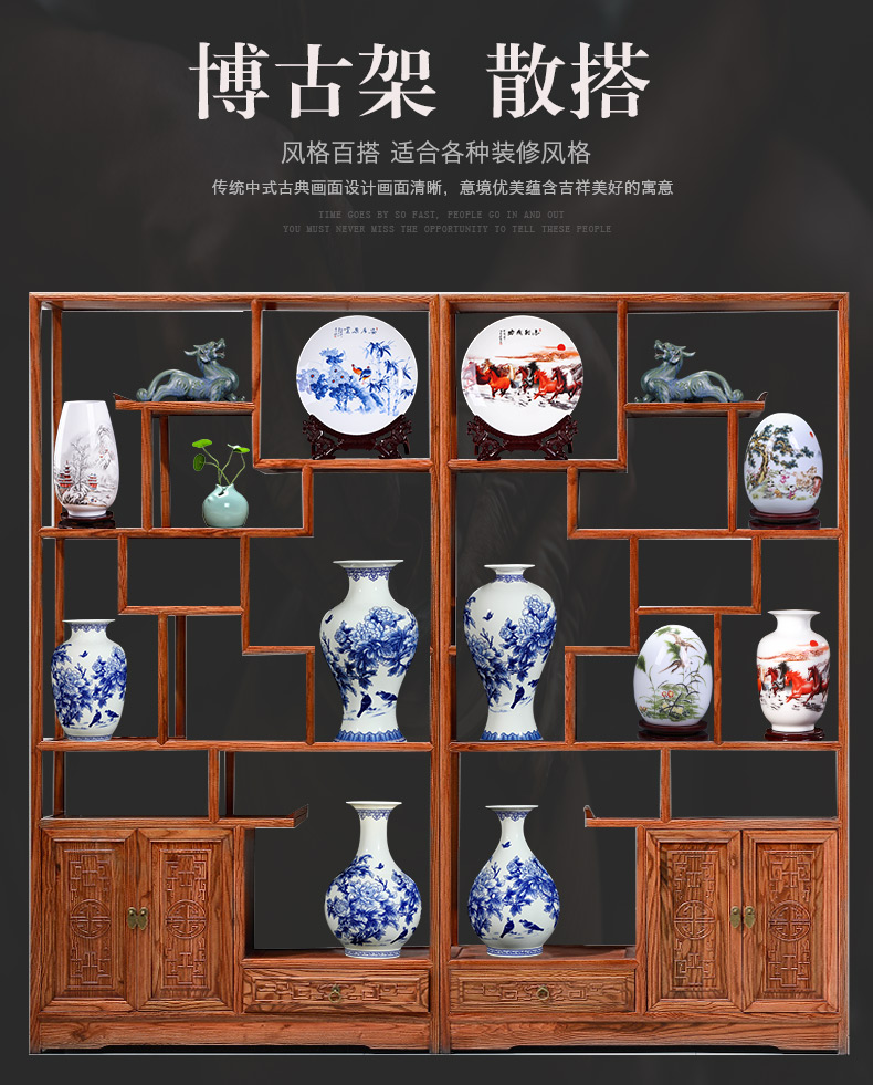 Jingdezhen ceramics thin blue and white porcelain vase fetal ipads China exquisite furnishing articles rich ancient frame the sitting room of Chinese style household decoration