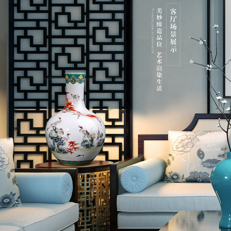 Jingdezhen ceramics colored enamel vase restoring ancient ways furnishing articles of new Chinese style household flower arranging rich ancient frame sitting room adornment