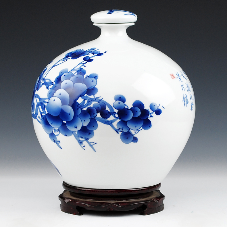 Jingdezhen ceramics famous household hand - made porcelain bottle wine jar with cover 10 jins to jars sealed as cans